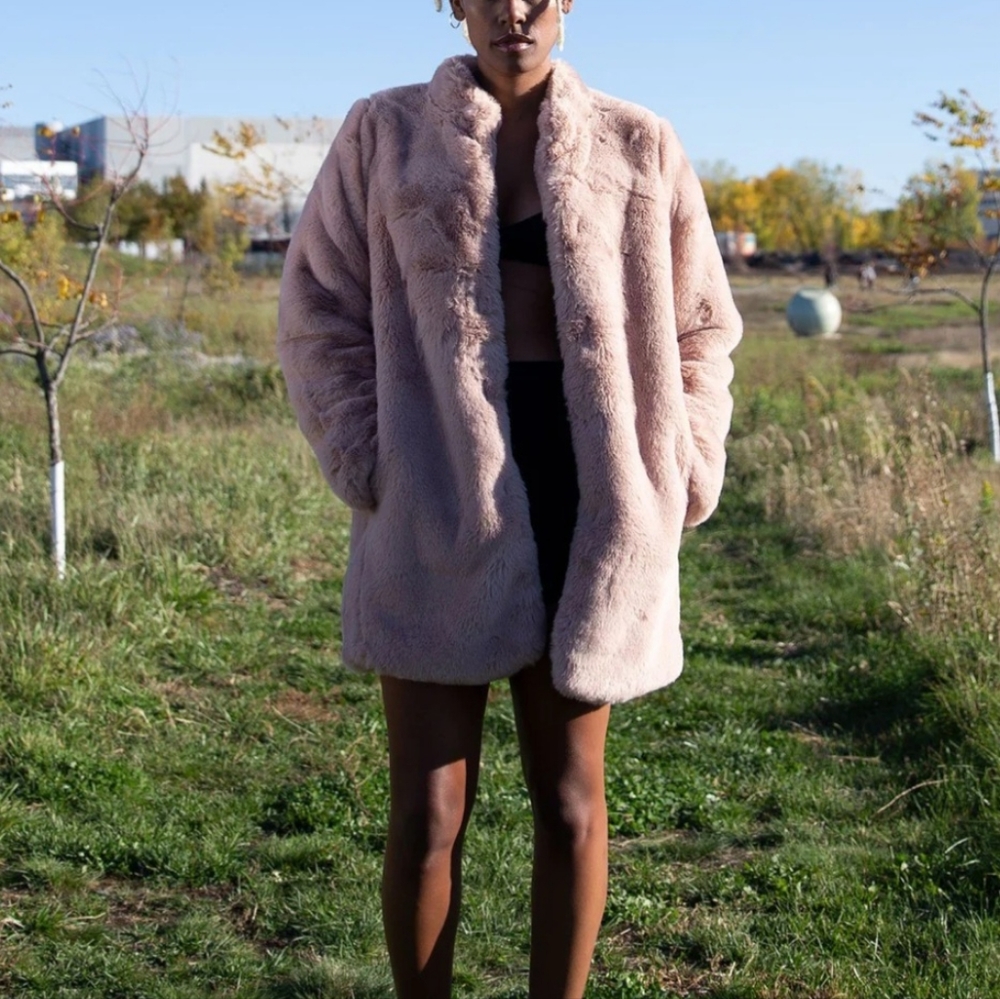 Love Stitch Faux Fur Coat